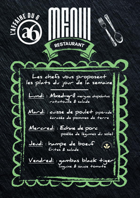 Visuel plats du jour de L'affaire du 6